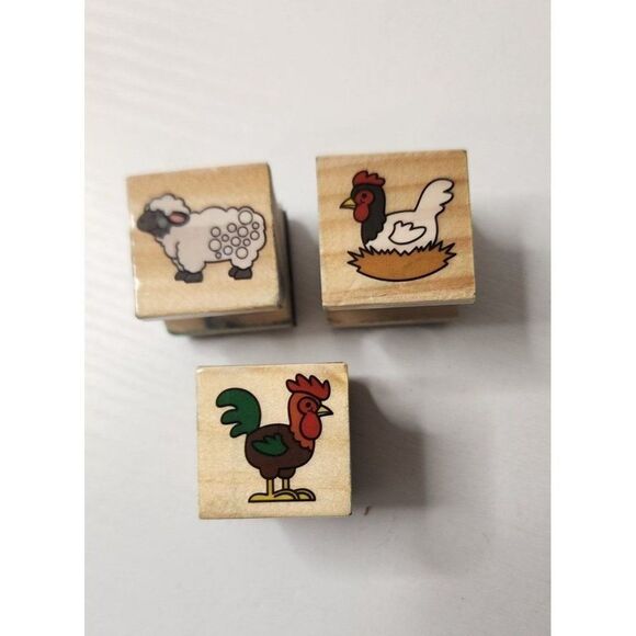 Set of 3 Barnyard Animals Rubber Stamps - Picture 2 of 4